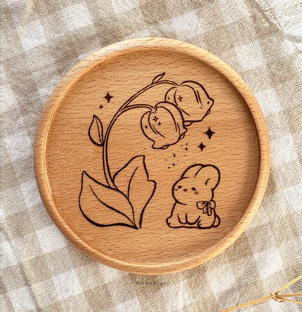 Bunny with Lillys - Wooden Coaster