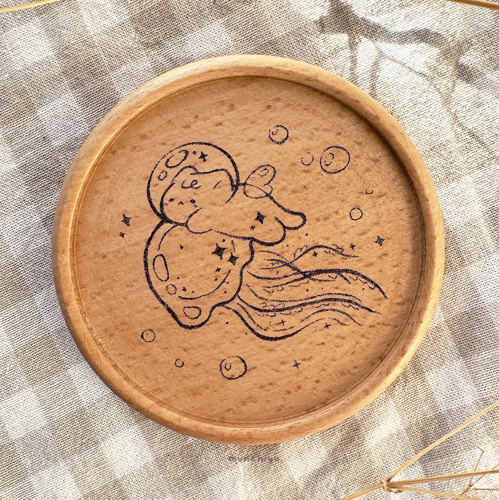 Jellyfish Cat - Wooden Coaster