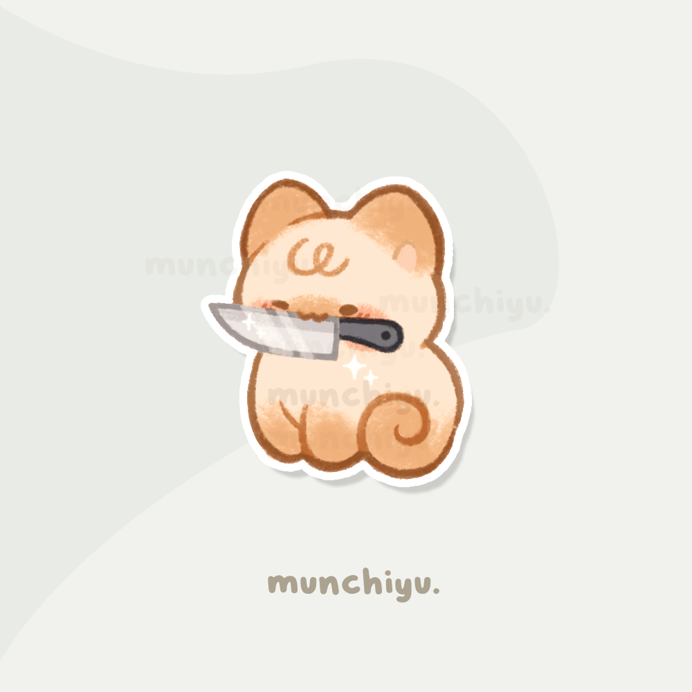 Cat with katana - vinyl sticker flake
