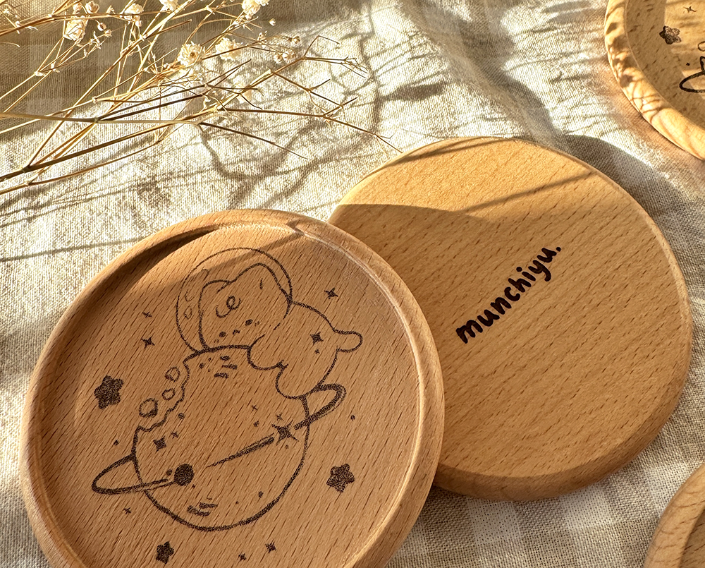 Saturn & cat - Wooden Coaster