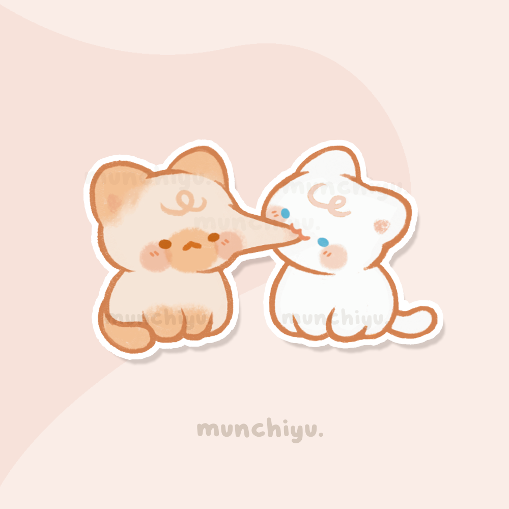 Nom Nom Cute Cat Couple - Die-Cut Sticker