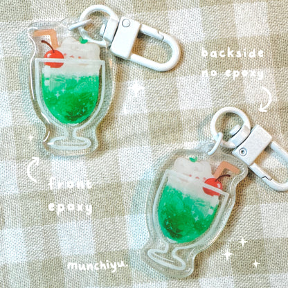 Melon Soda Cat - Acrylic Epoxy Keychain