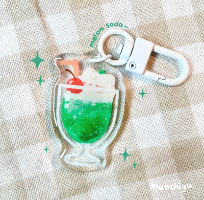 Melon Soda Cat - Acrylic Epoxy Keychain