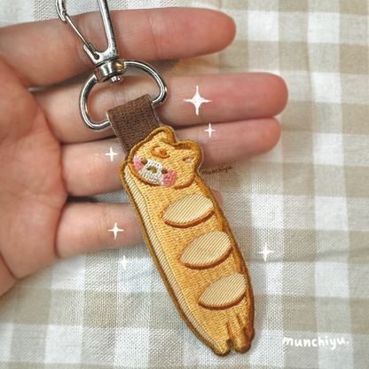 Cat Baguette - Embroidery Keychain