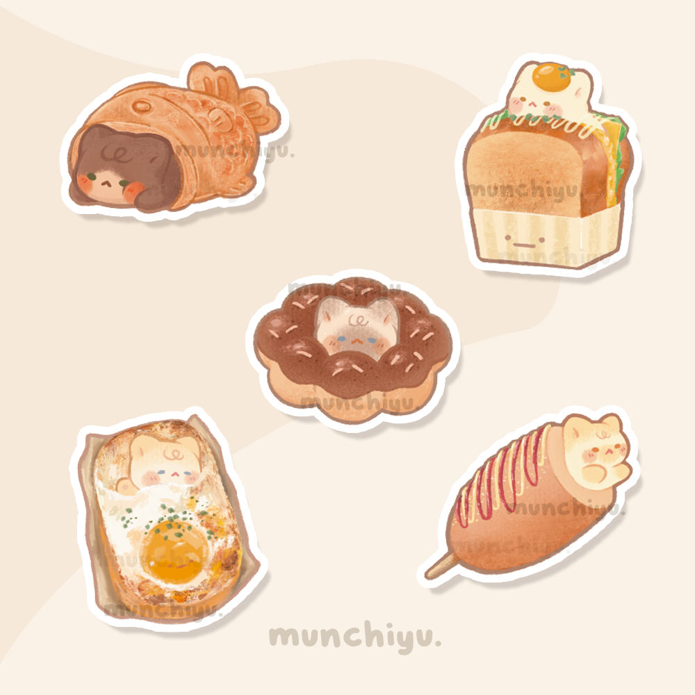 Cat Bread StreetFood - Sticker Set